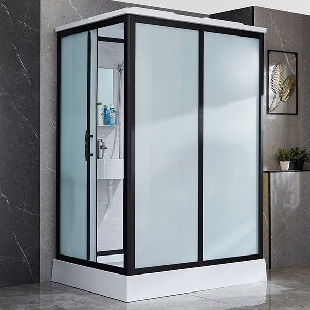 Framed Tempered Glass Shower Kit with Base Included Framed Shower Stall