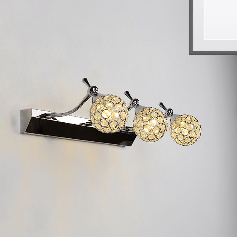 Luz de pared de órbita Splicadores modernista Modernista Cranse Clear 3/4 Luces Negro Mirador de tocador de acabado negro, luz cálida/blanca