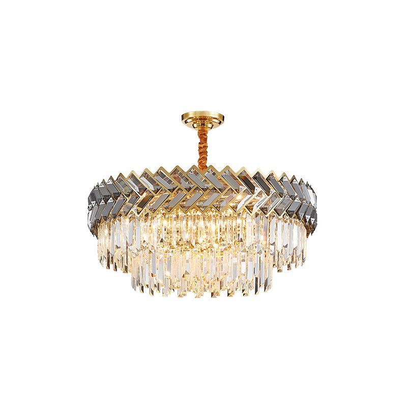 Prismatic Crystal Round Suspension Light Artistic en acier inoxydable Lumière pour le salon