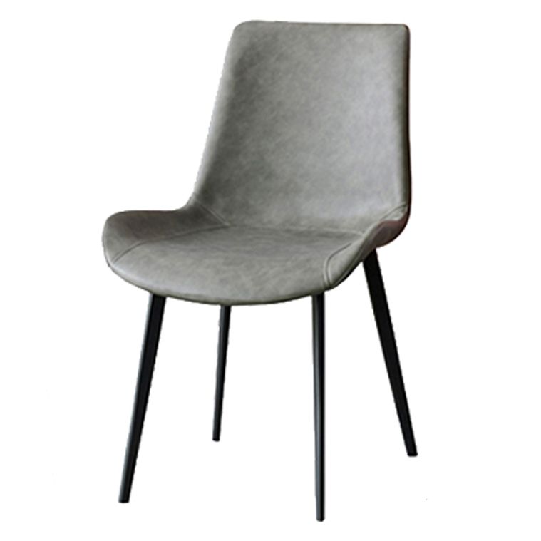 Metal Contemporary Dining Room Side Chair Matte Finish Solid Back Dining Chair