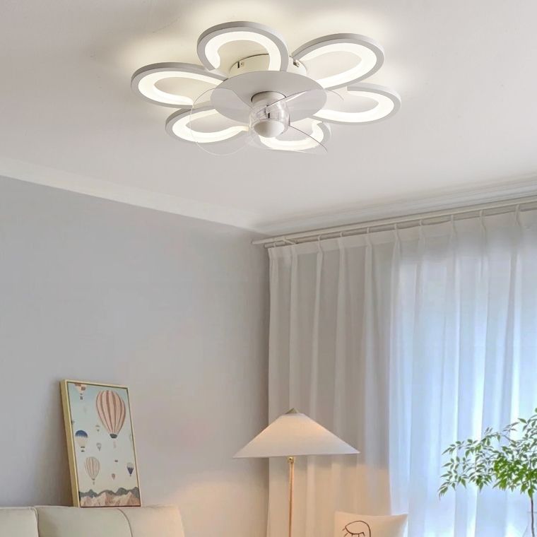 Contemporary Single White Ceiling Fan Lamp LED Acrylic Ceiling Fan Light