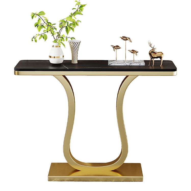 31.49" High Accent Console Table with Iron Frame Base Gold Accent Table