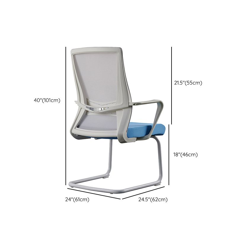 Modern White Frame Office Chair Mid-Back Mesh Chair with Armrest