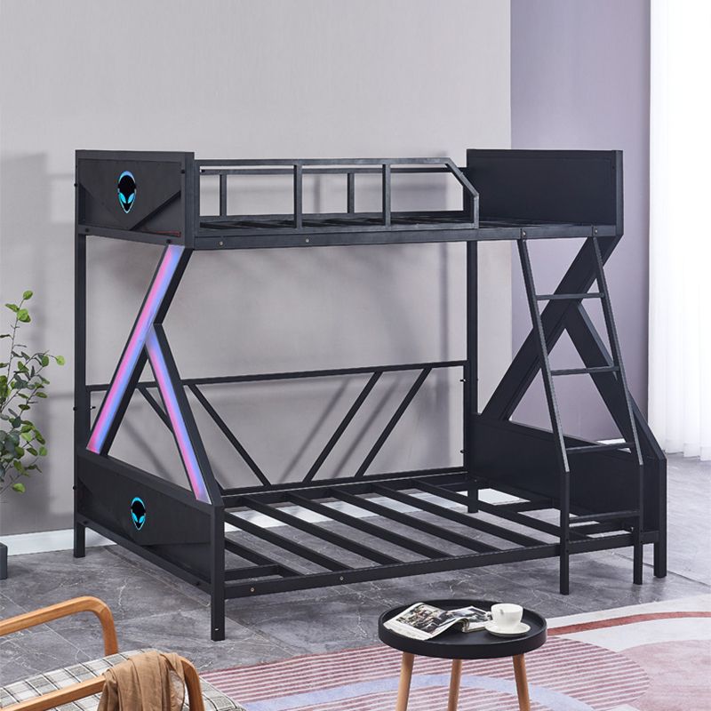 Queen Over Queen Standard Bunk Bed Modern Metal Bunk Bed in Black