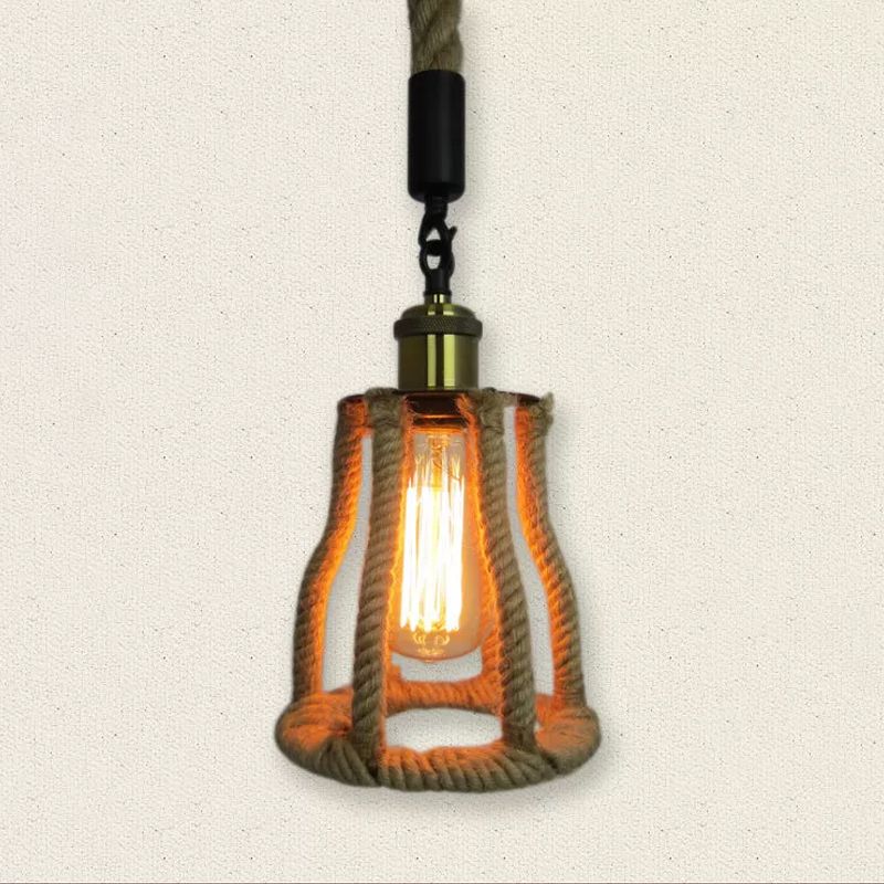 1-Bulb Natural Fiber Corde Pendant