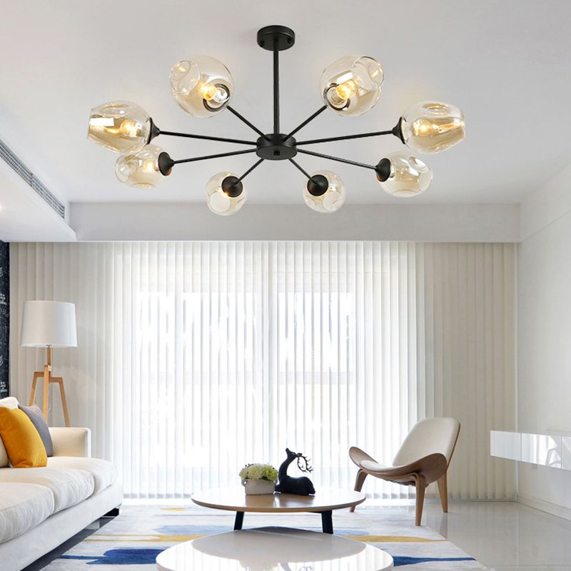 Radial Glass Chandelier Light Fixture Modern Style Chandelier Lamp for Living Room