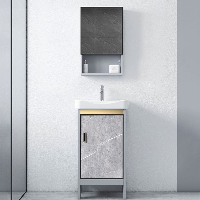 Freestanding Aluminium Bathroom Sink Vanity Gray with Faucet Bathroom Vanity Cabinet