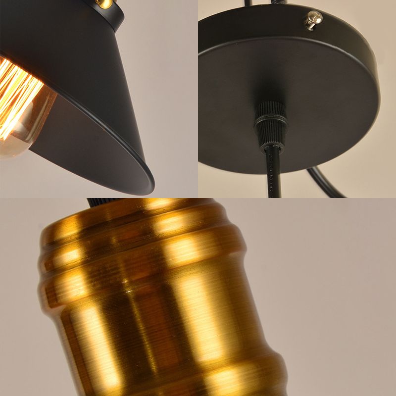 1/2/2/3 pack cono con cono in metallo a sospensione Vintage Elegante 1 Luce Light Dining Room Light in nero, larghezza 10 "/12"/14 "