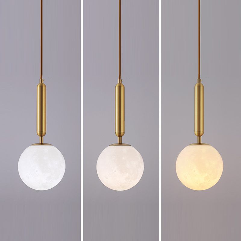 Brass Small Pendant Light Modern 1 Bulb Metal Hanging Lamp for Bedroom