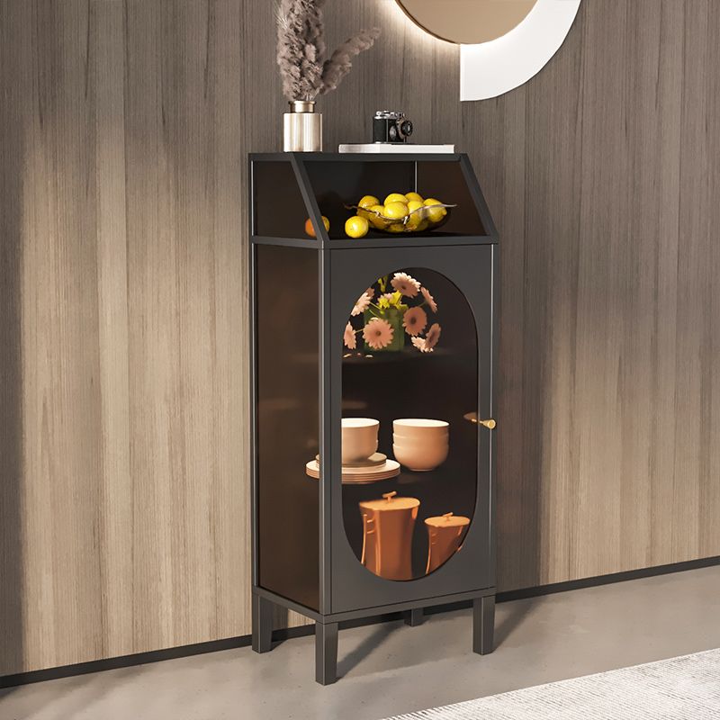 Modern Curio Cabinet Metal Glass Doors Buffet Cabinet for Living Room