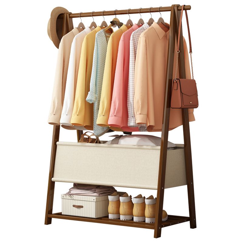 Solid Wooden Coat Rack Shelf Storage and Hanging Rail Coat Hanger