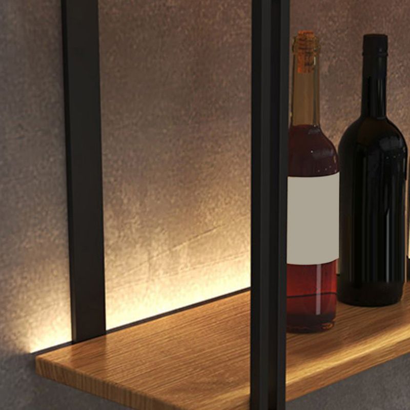 Wall Mounted Wine Bottle Rack Metal and Wood Bottle Holder for Kitchen