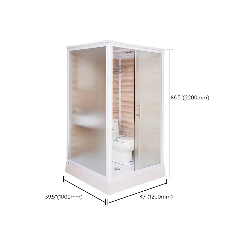 White Rectangular Shower Stall Tempered Glass Shower Enclosure without toilet