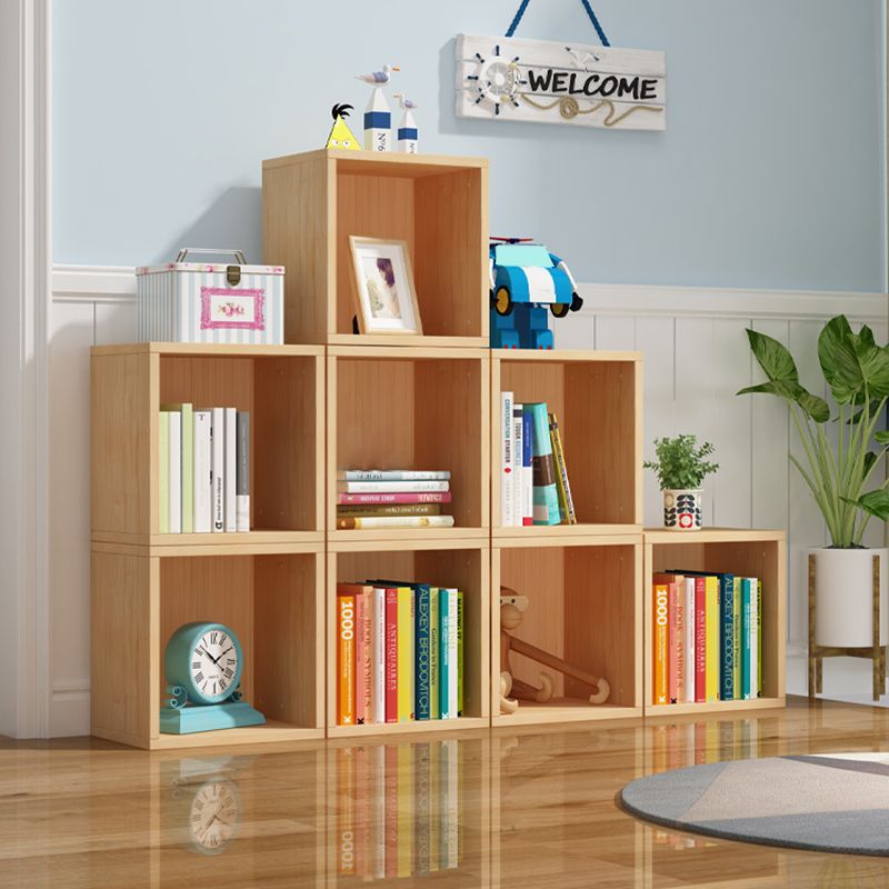 Scandinavian Storage Bookcase Wood Cubby Storage Bookcase in Pine