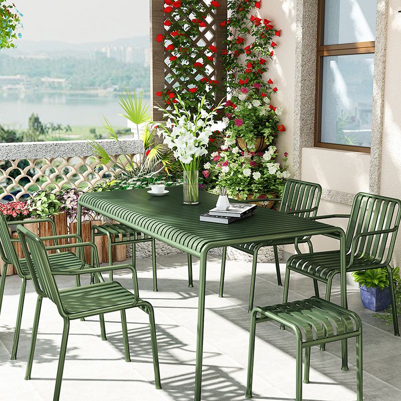 Contemporary Green Iron Patio Table Outdoor Rectangle/Square Patio Table