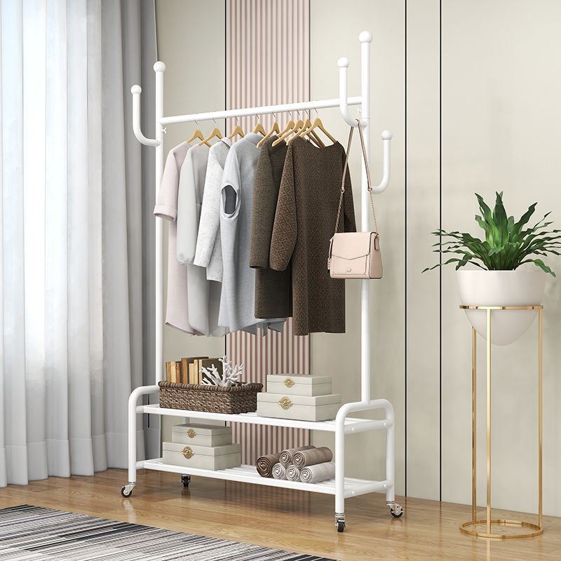 Modern Style Mobile Coat Rack Free Standing Hooks Design Metallic Coat Rack