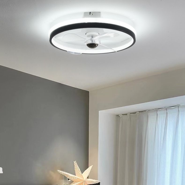 Contemporary Single White/Black Ceiling Fan Lamp LED Metallic Ceiling Fan Light