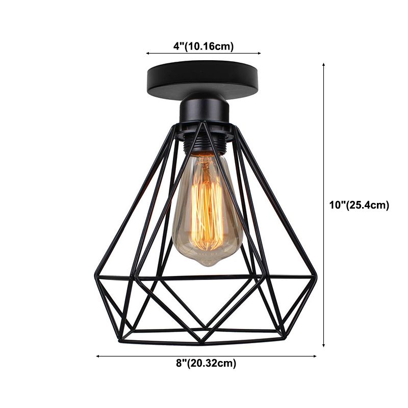 Iron Frame Black Ceiling Light in Industrial Vintage Style Geometric Indoor Flush Mount