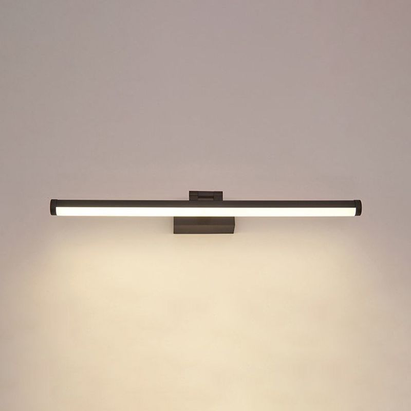 Metal Linear Shape Mirror Wall Lighting Modern 1 Light Mirror Wall Mount Fixture in Black