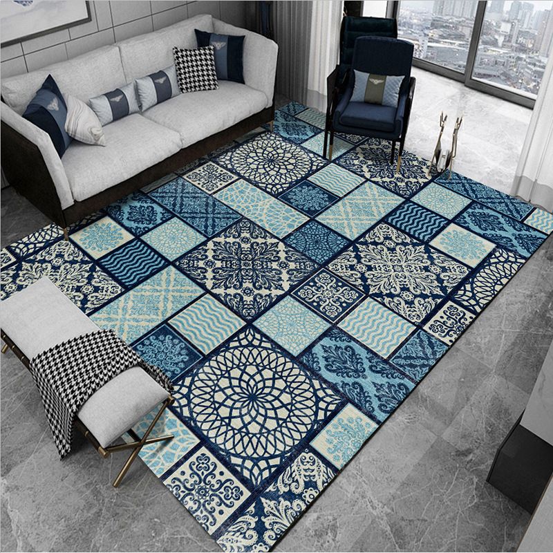 Multi-Color Living Room Rug Persian Floral Indoor Rug Synthetics Pet Friendly Non-Slip Backing Machine Washable Rug