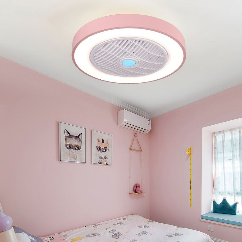 Moderno minimalista a led macaron ventola leggera luce circolare a soffitto circolare con ombra acrilica