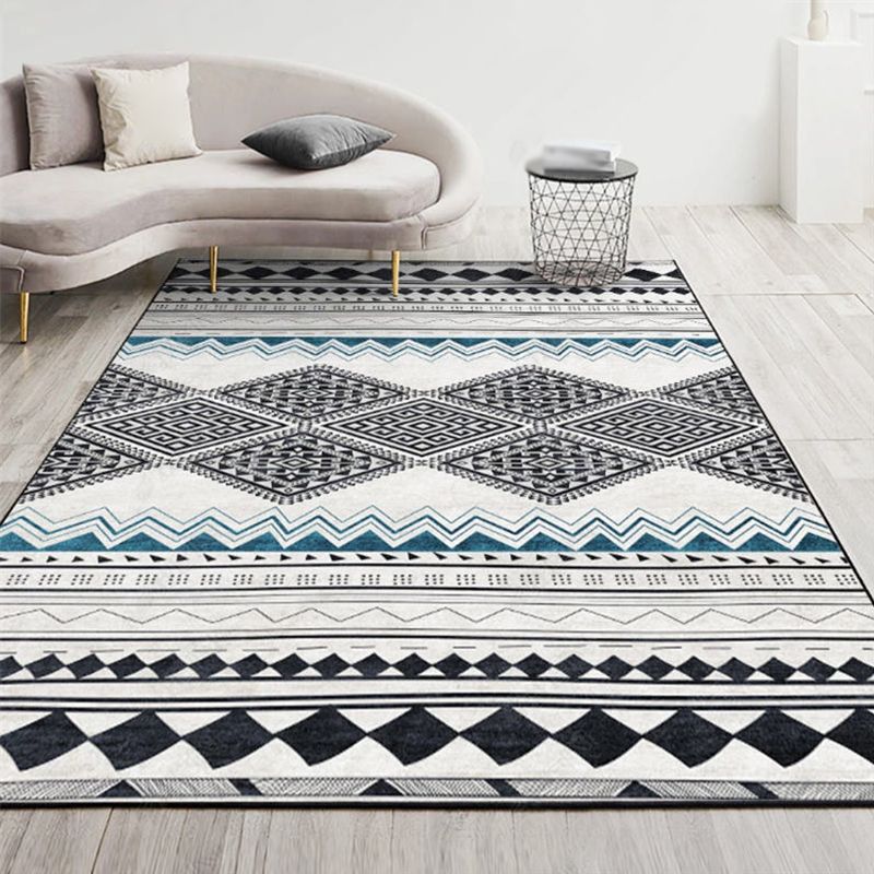 Grey Bohemian Area Carpet Polyester Americana Pattern Area Rug Anti-Slip Rug for Home Decor