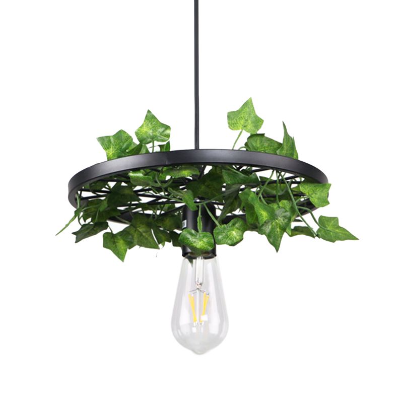 Green 1 Head Pendant Lamp Industrial Metal Plant LED Hanging Ceiling Light for Restaurant