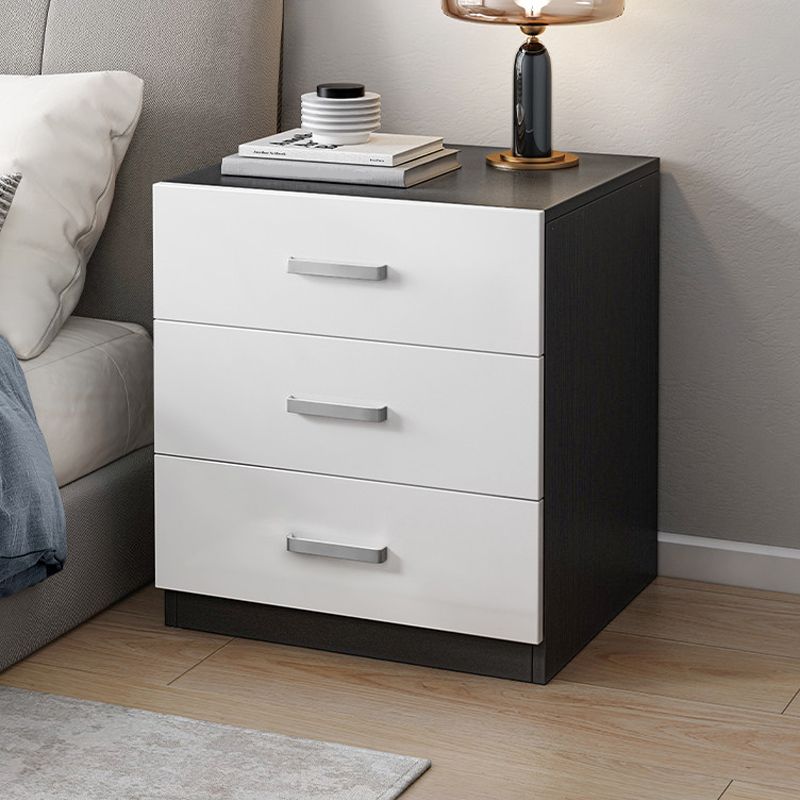 Contemporary Bedside Cabinet Faux Wood Night Table with Drawers