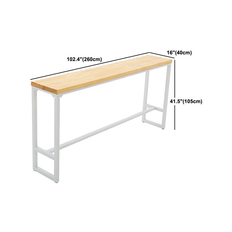 Rectangle Bar Dining Table Contemporary Bar Table with Trestle Base in White