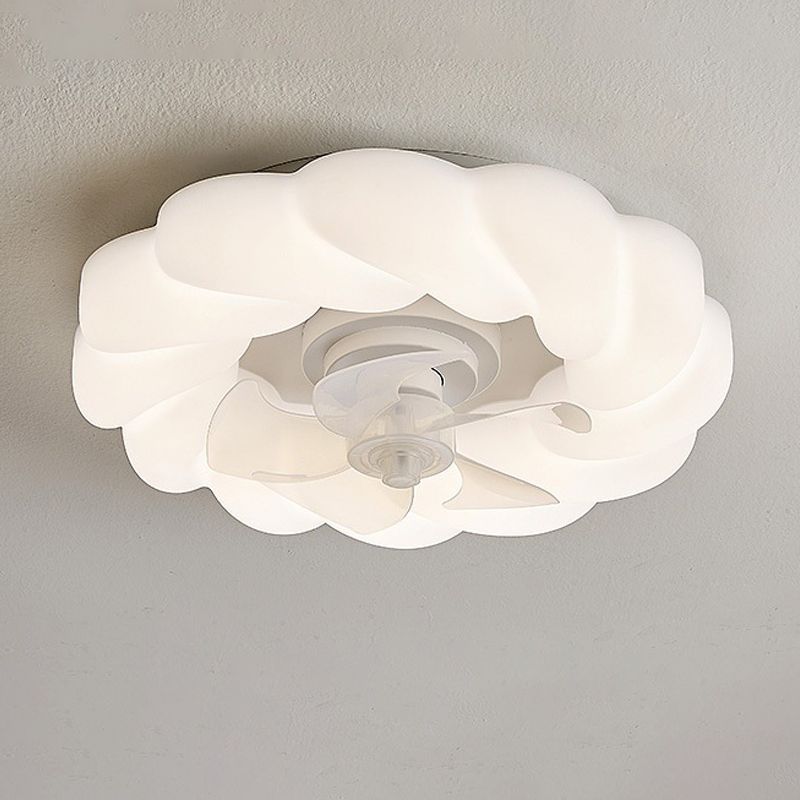 Contemporary Single White Ceiling Fan Lamp Unique Round Ceiling Fan Light