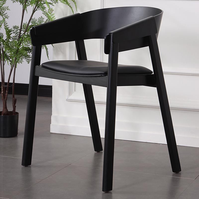 Wood Dining Arm Chair Modern Open Back Dining Chair with Wood Legs