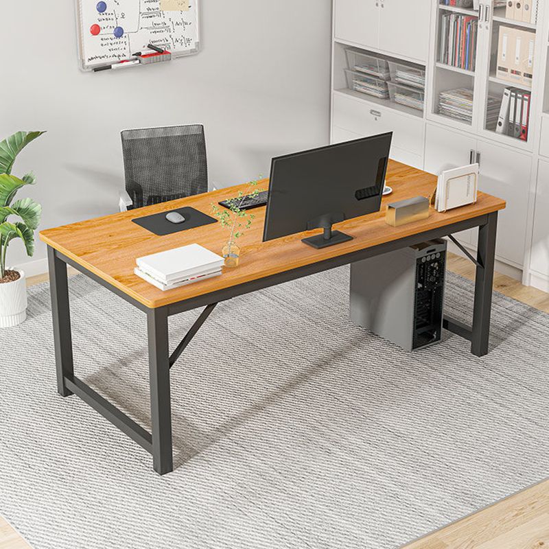 Contemporary Rectangle Engineered Wood Desk H-Shape Base Desk for Home Office