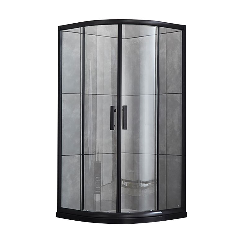 Rounded Matt Black Shower Enclosure Tempered Glass Corner Shower Enclosure