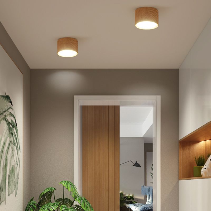 Cilindrische mini-inbouwlamp voor in de hal, metalen Scandinavische opbouw LED-plafondlamp