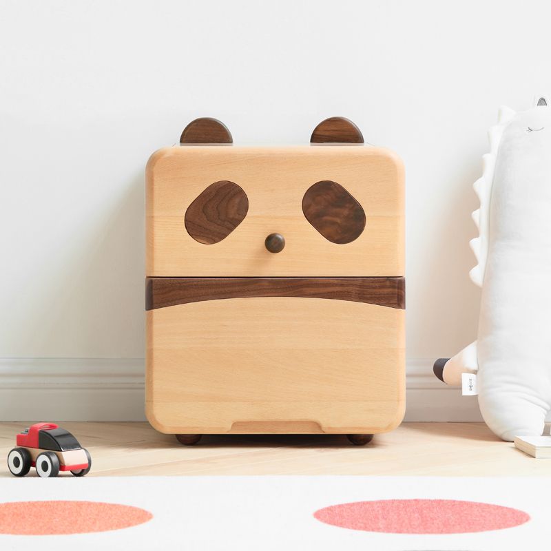 Pig and Panda Kids Bedside Table Wooden Kids Bedside Table with Cabinet