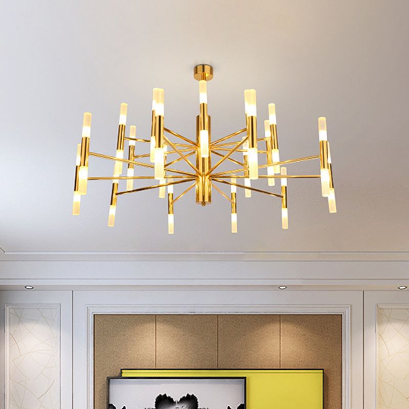 Radial Shaped Living Room Ceiling Lighting Metallic Postmodern LED Chandelier Light Fixture