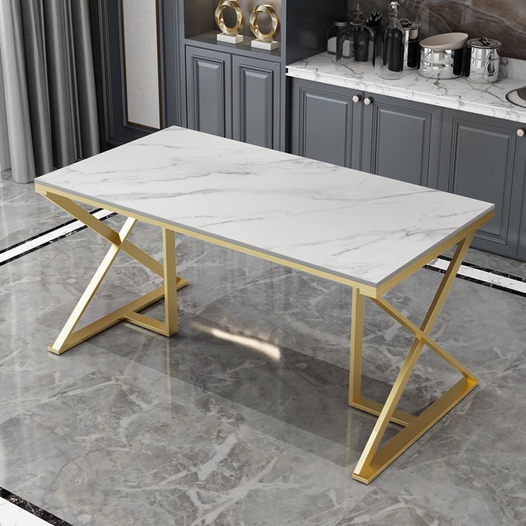 Glam 1/5 Pieces Dining Set Rectangle Stone Dining Table for Kitchen