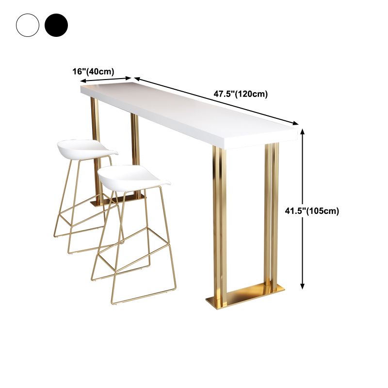 Glam Style Rectangle Bar Table Solid Wood Bar Wine Table with Wine Sled Base