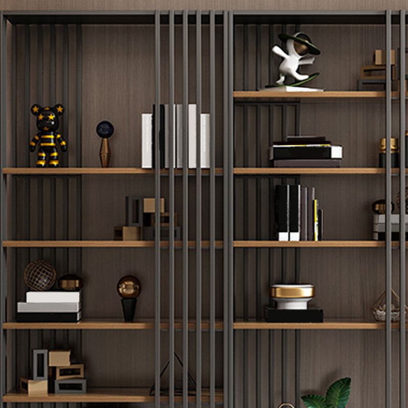 Black Iron Frame Bookshelf Modern Open Storage Bookcase with Multi Shelves