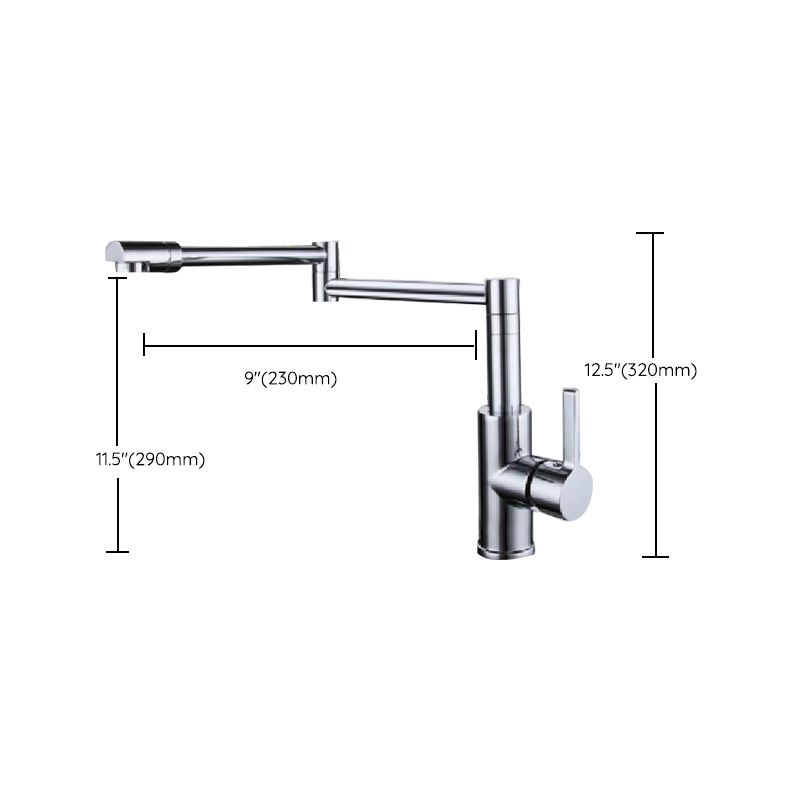 Swivel Spout 3-Function Pot Filler Kitchen Faucet Modern Pot Filler in Polished Chrome