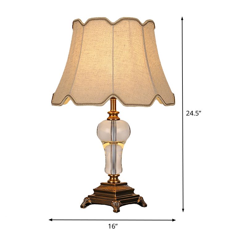 Fabric Paneled Bell Task Light Modernist 1 Head Nightstand Lamp in Beige for Bedroom