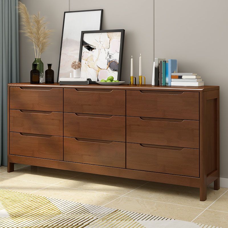 Modern Rubber Wood Storage Chest Bedroom 16" D Storage Chest Dresser with Drawers