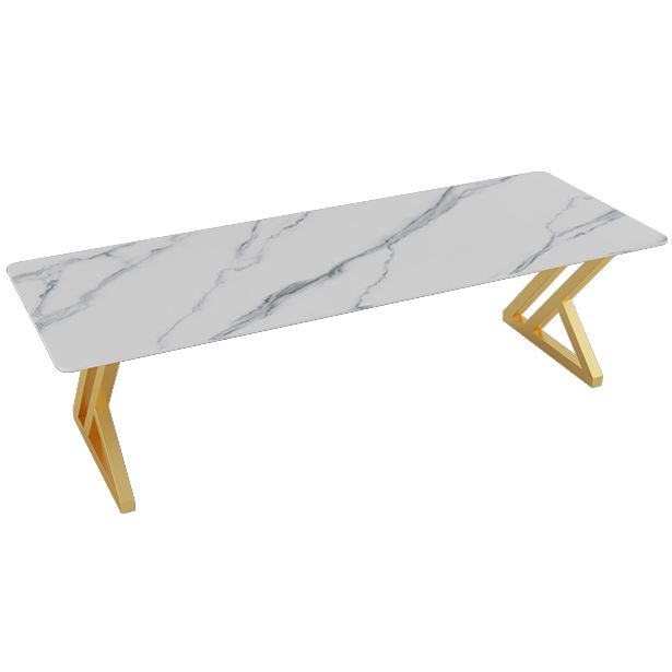 Modern Style Rectangular Office Desk Sintered Stone Sled Base Desk