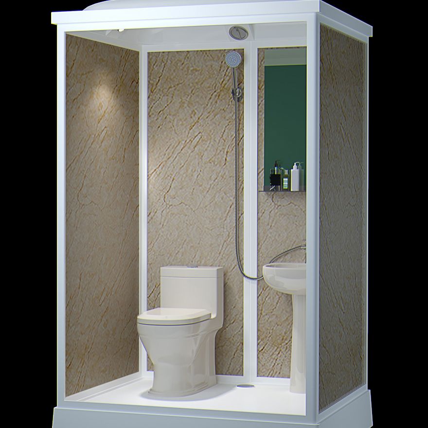 Contemporary Shower Stall Frosted Rectangle Framed Shower Stall with Ceiling