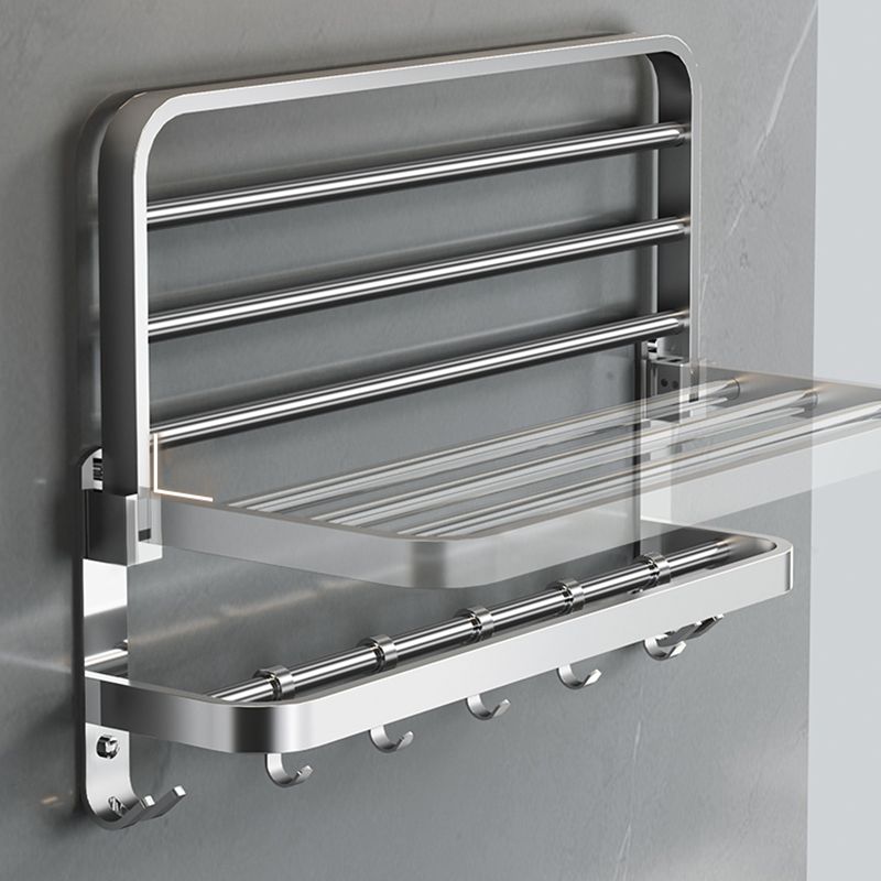 Contemporary Polished Chrome Bathroom Accessory Set with Towel Bar & Bath Shelf