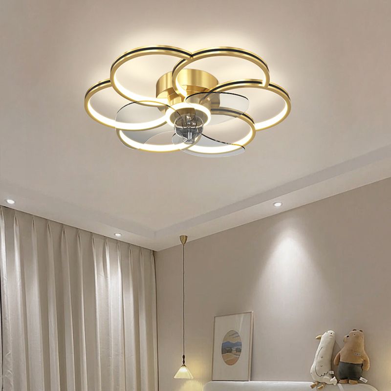 Geometry Ceiling Fan Lights Kids Style Metal LED Flush Lights for Bedroom