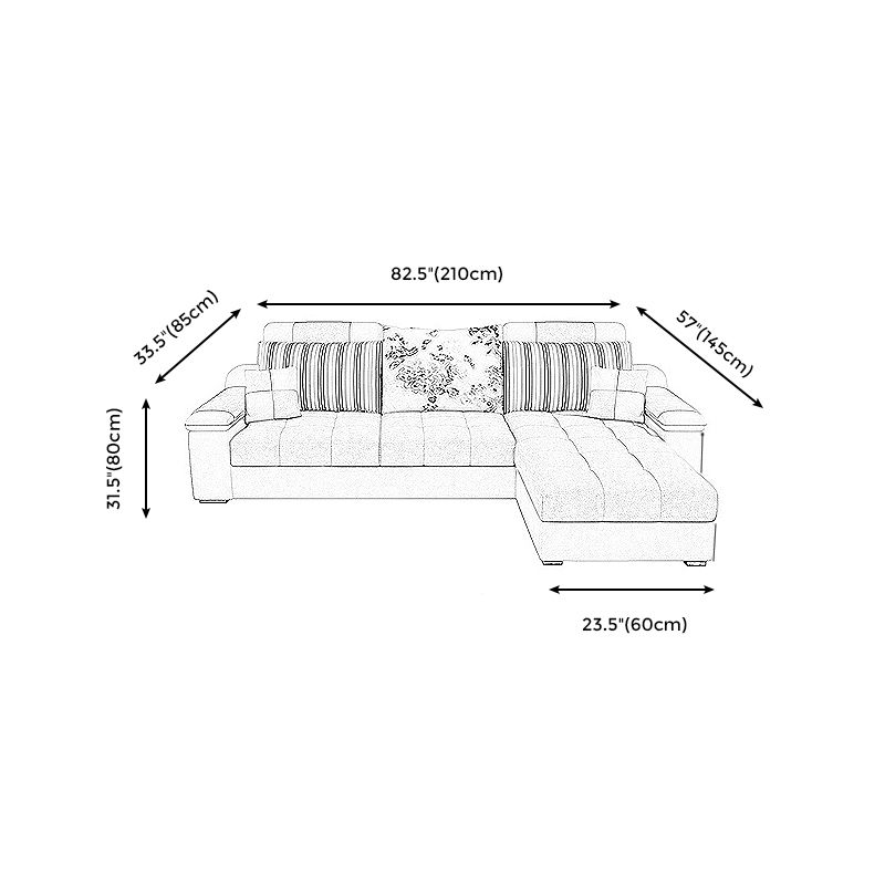 Sloped Arm Pillow Back Cushions Sectional Tufted Sofa with Storage