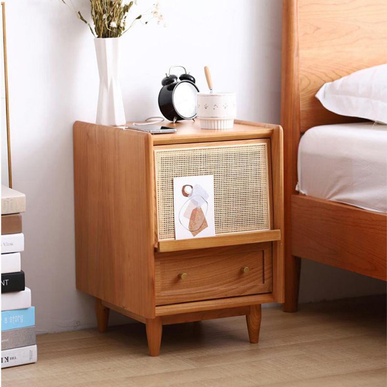 Rattan Bedside Cabinet Modern Minimalist Bedside Table with Legs