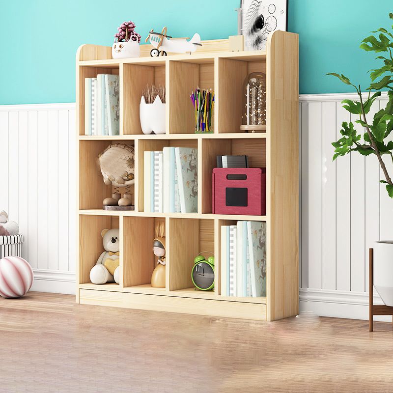 Contemporary Closed Back Cubby Storage Bookcase Solid Wood Bookcase