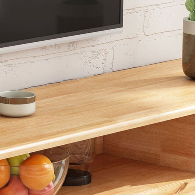 Modern TV Stand with Storage Cabinets, TV Stand in Wooden Tone